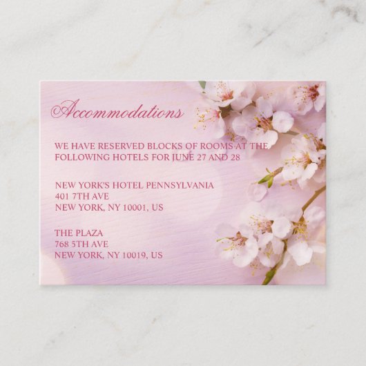 Cherry Blossom Elegante Hochzeitskarten Begleitkarte (Vorderseite)