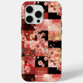 Cherry Blossom Elegante - Roter und goldener Blume Case-Mate iPhone Hülle (Rückseite)