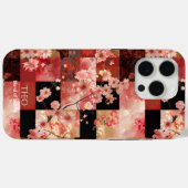 Cherry Blossom Elegante - Roter und goldener Blume Case-Mate iPhone Hülle (Rückseite (Horizontal))