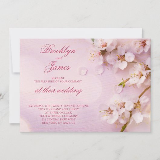 Cherry Blossom Elegante Wedding Invites Einladung (Vorderseite)