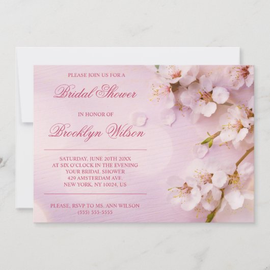 Cherry Blossom Elegantes Brautparty Einladung (Vorderseite)