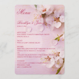 Cherry Blossom Elegantes Hochzeitsmenü Menükarte