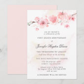 Cherry Blossom Erster Todestag Einladung (Vorne/Hinten)