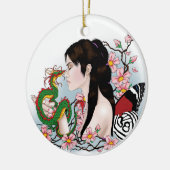 Cherry Blossom Fairy Dragon Freundschaft Keramikornament (Links)