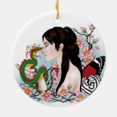 Cherry Blossom Fairy Dragon Freundschaft Keramikornament (Hinten)