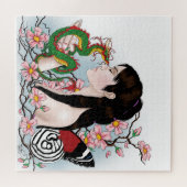 Cherry Blossom Fairy Dragon Freundschaft Puzzle (Horizontal)