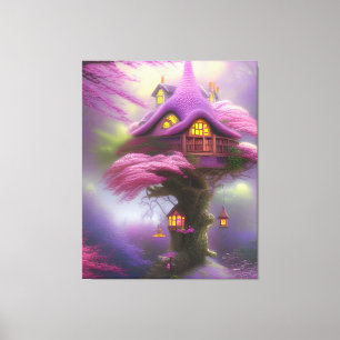 Cherry Blossom Fairy House Fantasy Leinwand Art