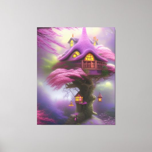 Cherry Blossom Fairy House Fantasy Leinwand Art (Vorderseite)