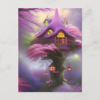Cherry Blossom Fairy House Fantasy Postkarte