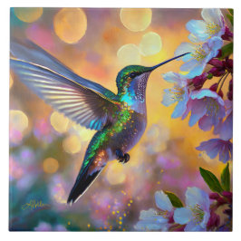 Cherry Blossom Fantasy Hummingbird Fliese