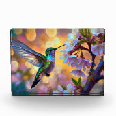Cherry Blossom Fantasy Hummingbird Fotoblock (Vorderseite)
