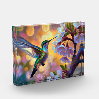 Cherry Blossom Fantasy Hummingbird Fotoblock