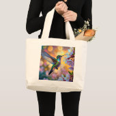 Cherry Blossom Fantasy Hummingbird Jumbo Stoffbeutel (Vorderseite (Produkt))