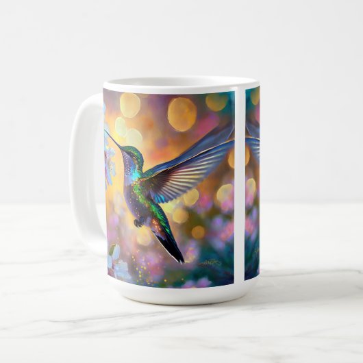 Cherry Blossom Fantasy Hummingbird Kaffeetasse (Vorderseite Links)