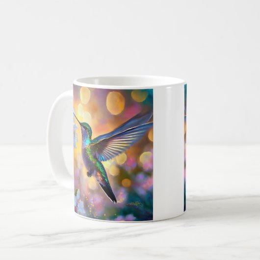 Cherry Blossom Fantasy Hummingbird Kaffeetasse (Vorderseite Links)