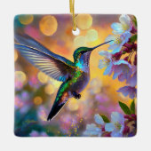 Cherry Blossom Fantasy Hummingbird Keramikornament (Vorderseite)