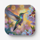 Cherry Blossom Fantasy Hummingbird Pappteller (Vorderseite)