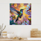 Cherry Blossom Fantasy Hummingbird Poster (Küche)