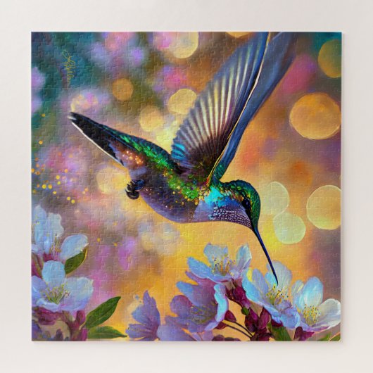 Cherry Blossom Fantasy Hummingbird Puzzle (Horizontal)