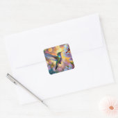 Cherry Blossom Fantasy Hummingbird Quadratischer Aufkleber (Umschlag)
