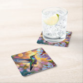 Cherry Blossom Fantasy Hummingbird Rechteckiger Pappuntersetzer (Vor Ort)