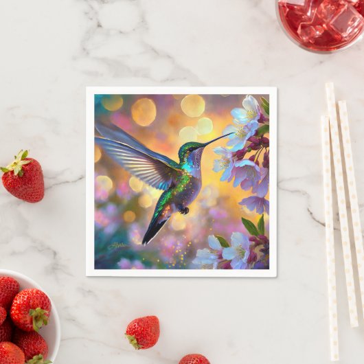 Cherry Blossom Fantasy Hummingbird Serviette (Beispiel)