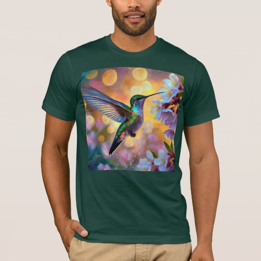 Cherry Blossom Fantasy Hummingbird T-Shirt (Vorderseite)