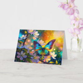 Cherry Blossom Fantasy Sunrise Butterfly Karte