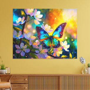 Cherry Blossom Fantasy Sunrise Butterfly Leinwanddruck