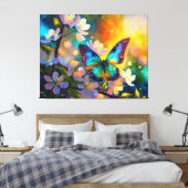 Cherry Blossom Fantasy Sunrise Butterfly Leinwanddruck (Insitu (Schlafzimmer))