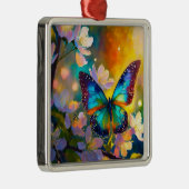 Cherry Blossom Fantasy Sunrise Butterfly Ornament Aus Metall (Rechts)