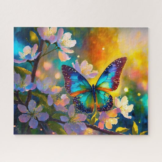 Cherry Blossom Fantasy Sunrise Butterfly Puzzle (Horizontal)