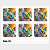 Cherry Blossom Fantasy Sunrise Butterfly Quadratischer Aufkleber (Blatt)