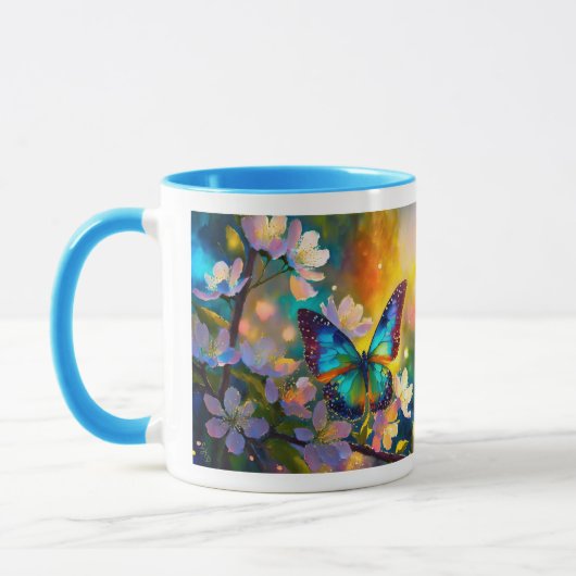 Cherry Blossom Fantasy Sunrise Butterfly Tasse (Links)