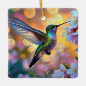 Cherry Blossom Fantasy Sunrise Hummingbird Keramikornament (Vorderseite)