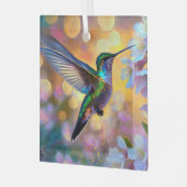 Cherry Blossom Fantasy Sunrise Hummingbird Ornament Aus Glas (Vorderseite links)