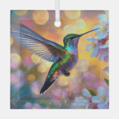 Cherry Blossom Fantasy Sunrise Hummingbird Ornament Aus Glas (Vorderseite)