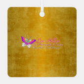 Cherry Blossom Fantasy Sunrise Hummingbird Ornament Aus Metall (Rückseite)