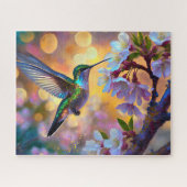 Cherry Blossom Fantasy Sunrise Hummingbird Puzzle (Horizontal)