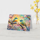 Cherry Blossom Fantasy Sunrise Songbirds Karte (Gelbe Blume)