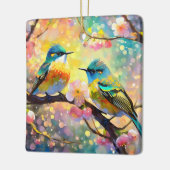 Cherry Blossom Fantasy Sunrise Songbirds Keramikornament (Links)