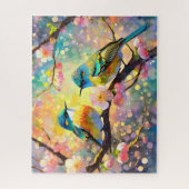 Cherry Blossom Fantasy Sunrise Songbirds Puzzle (Vertikal)