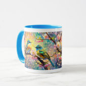 Cherry Blossom Fantasy Sunrise Songbirds Tasse (Vorderseite Links)