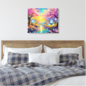 Cherry Blossom Fantasy Sunrise Stream Leinwanddruck (Insitu (Schlafzimmer))