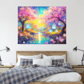Cherry Blossom Fantasy Sunrise Stream Leinwanddruck (Insitu (Schlafzimmer))