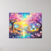Cherry Blossom Fantasy Sunrise Stream Leinwanddruck (Vorderseite)
