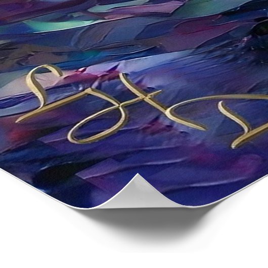 Cherry Blossom Fantasy Sunrise Stream Poster (Ecke)