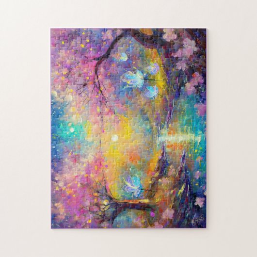 Cherry Blossom Fantasy Sunrise Stream Puzzle (Vertikal)