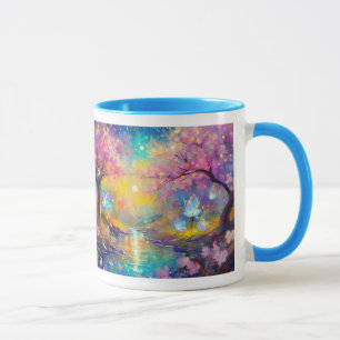 Cherry Blossom Fantasy Sunrise Stream Tasse