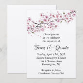 Cherry Blossom Flat Wedding Einladung (Vorne/Hinten)